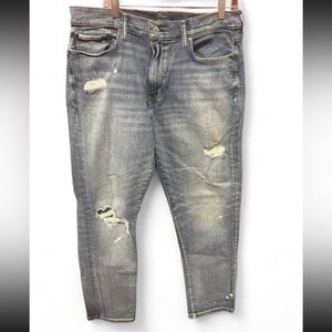 Lucky Brand 410 athletic straight leg jeans distressed with paint splater